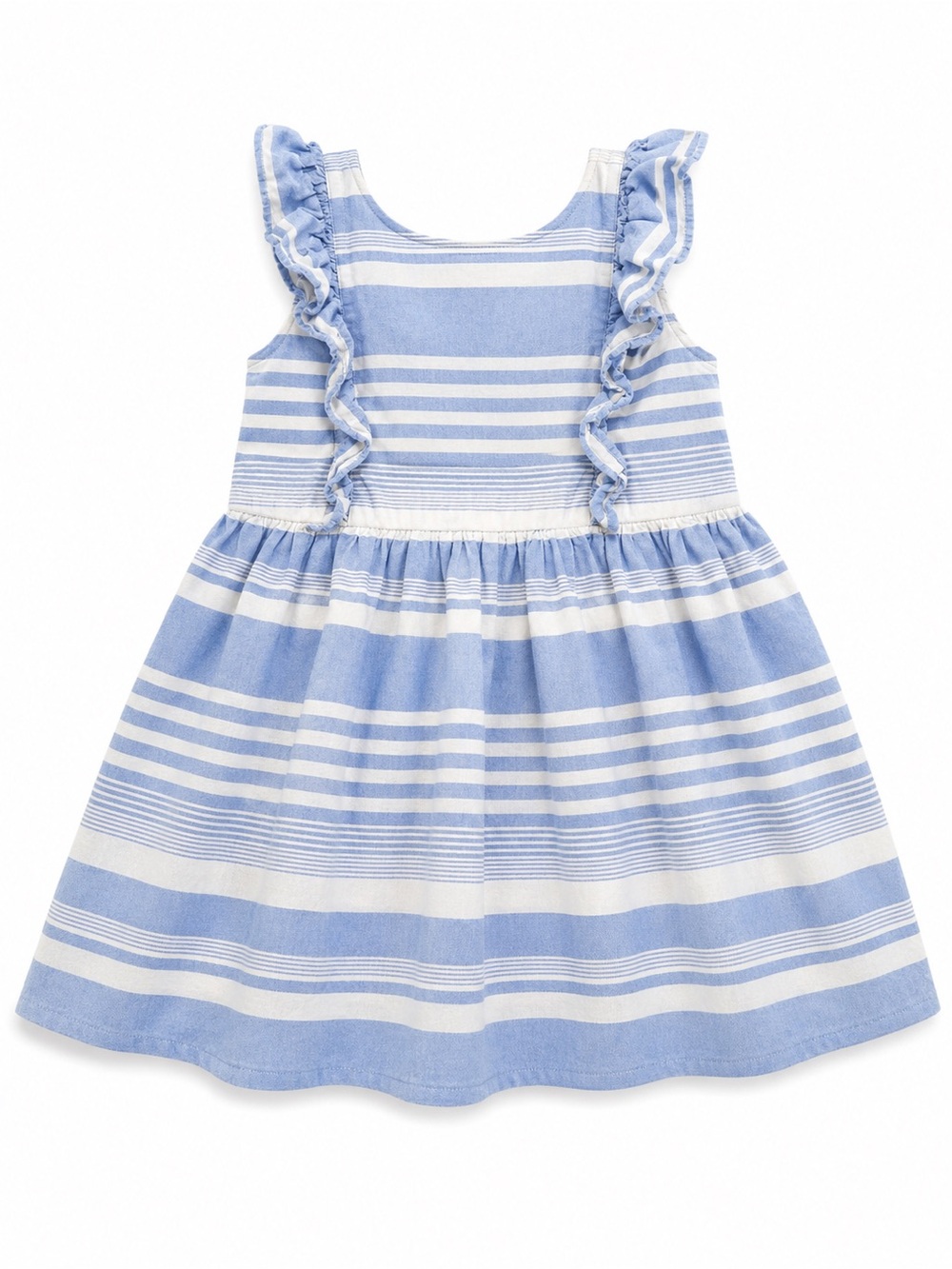 Polo by Ralph Lauren Light Blue and White Striped Ruffle Dress